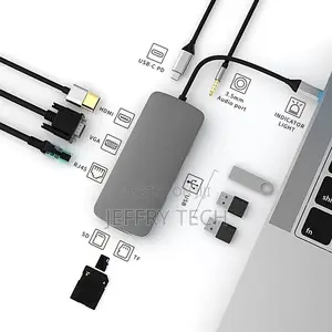 10 in 1 USB-C / Type-C to RJ45 + VGA + HDMI + 3.5mm AUX + SD