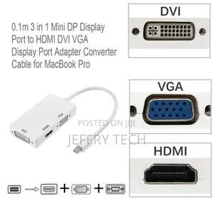 Generic 0.1m 3 in 1 Mini DP Displayport to HDMI DVI VGA Disp