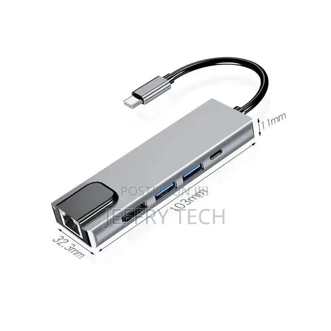 USB C Hub Multiport Adapter With 1000M RJ45 Gigabit Ethernet