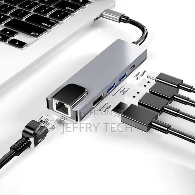 USB C Hub Multiport Adapter With 1000M RJ45 Gigabit Ethernet