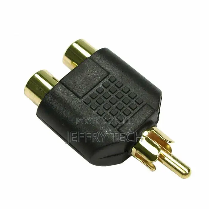 1 to 2 Rca Phono Audio Video Splitter Adapter Gold UK