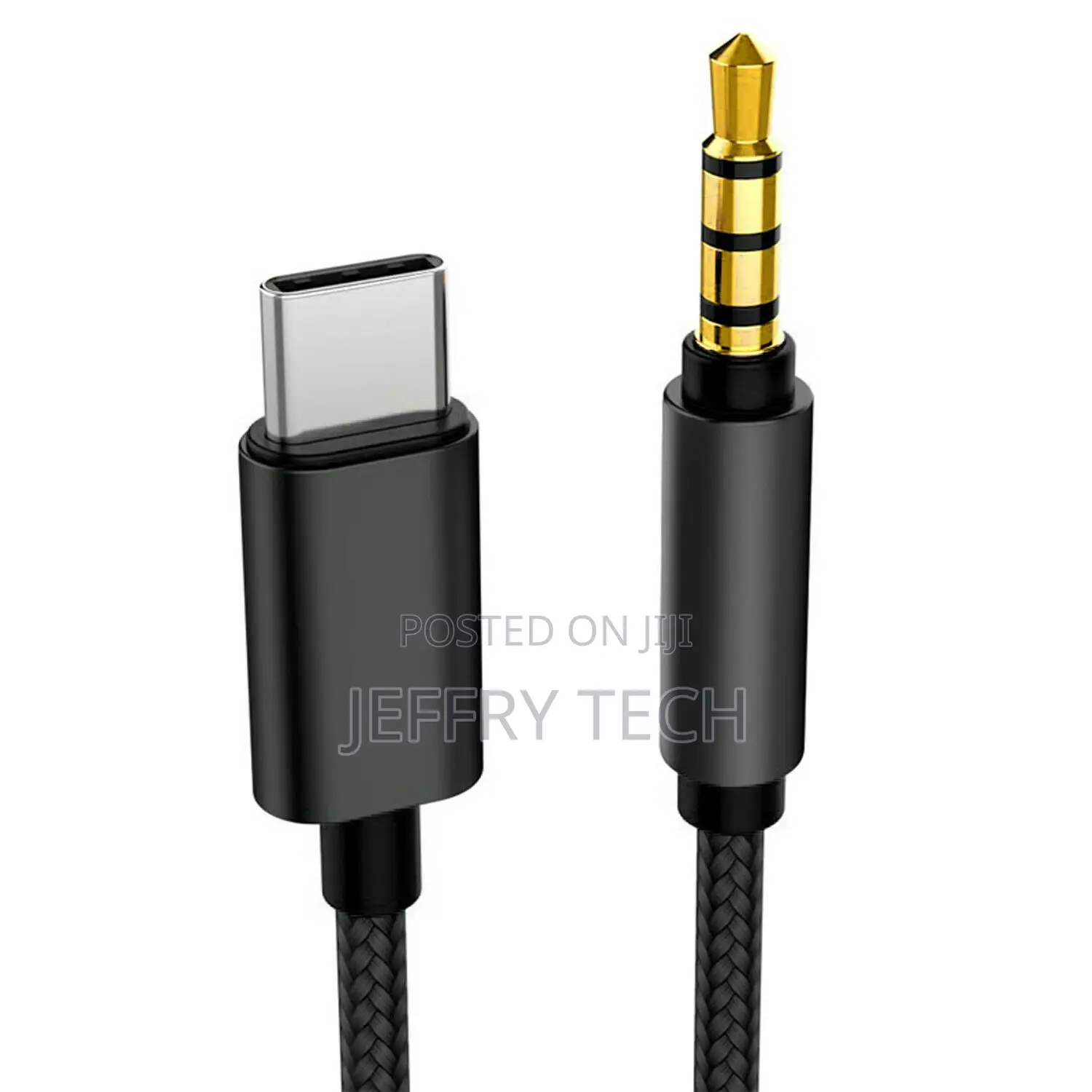 USB-C to 3.5mm Male Audio Jack AUX Nylon 1M Cable Adapter Fo
