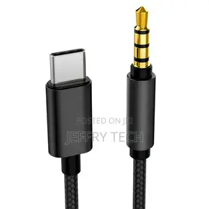 USB-C to 3.5mm Male Audio Jack AUX Nylon 1M Cable Adapter Fo