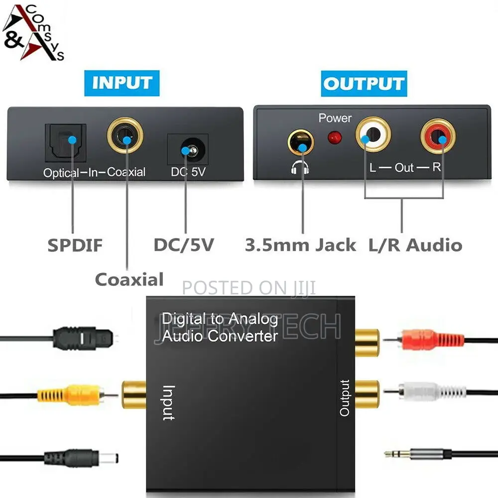 Converter Digital Toslink/Spdif Coaxial to Analog Audio Conv