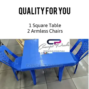 1 Plastic Square Table 2 Chair Set.