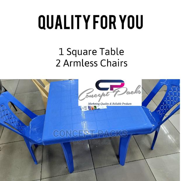 1 Plastic Square Table 2 Chair Set.