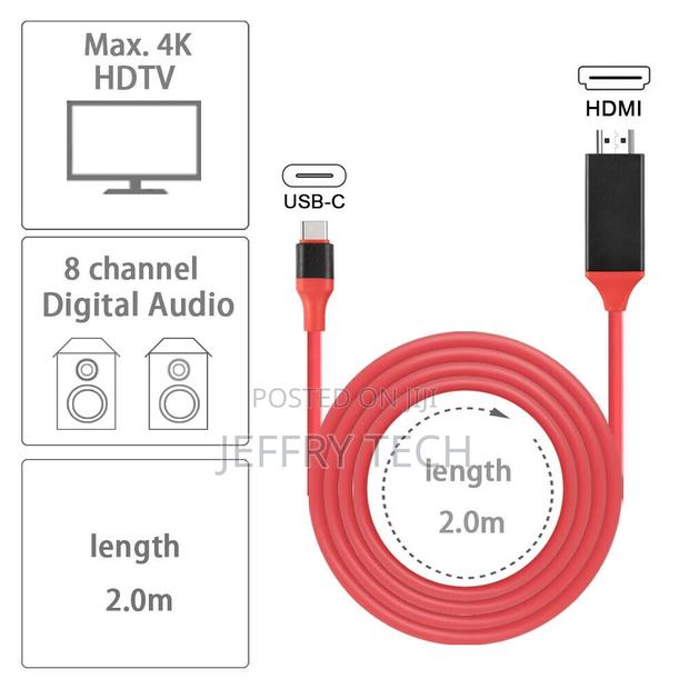 USB Type C to HDMI 4K HDTV TV Cable Adapter for Samsung Gala - thumbnail 3