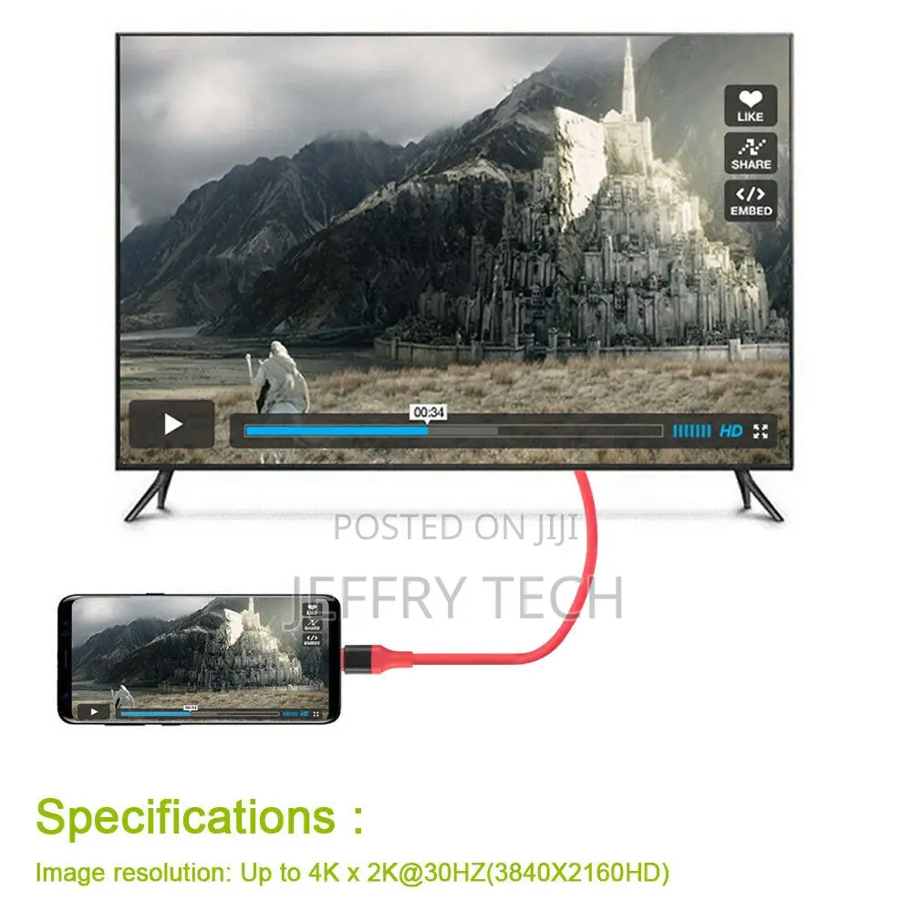 USB Type C to HDMI 4K HDTV TV Cable Adapter for Samsung Gala