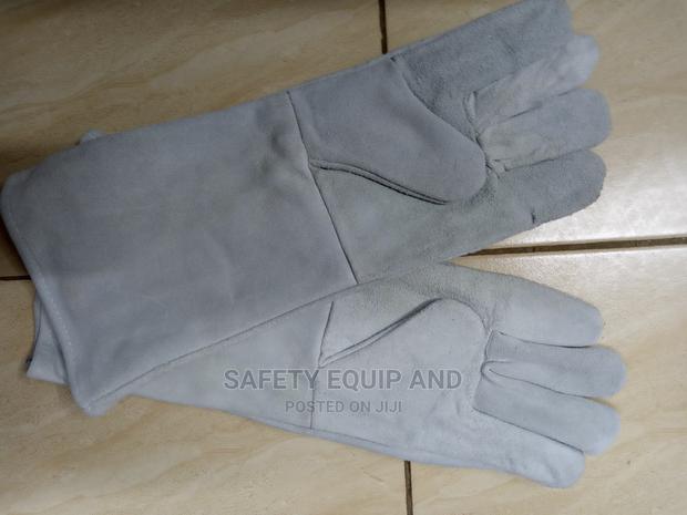 Leather Palm Long Gloves