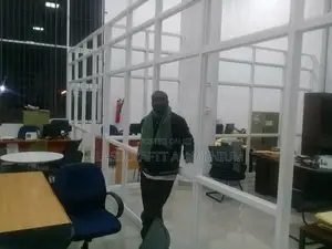 Office Partition With Glass and Boards