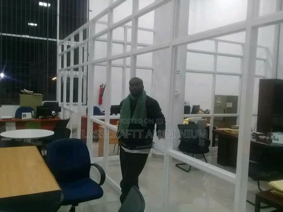 Office Partition With Glass and Boards