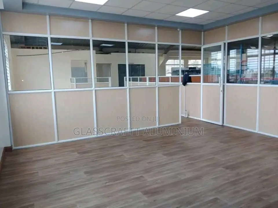 Office Partition With Glass and Boards