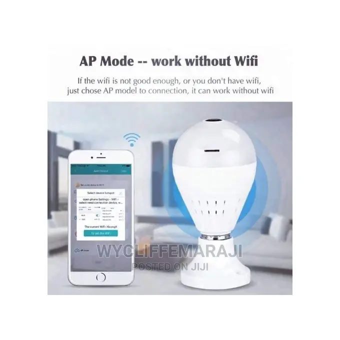 Cctv Night Vision Panoramic Wifi Camera Bulb
