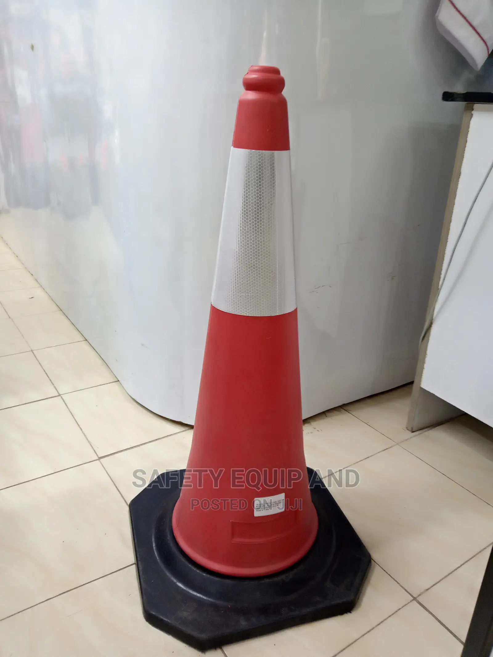 Red Traffic Cone-Black Base-Reflective Collar