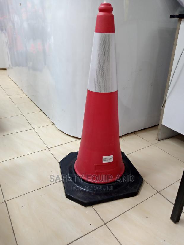 Neon Red and Reflective White Traffic Cones - main view