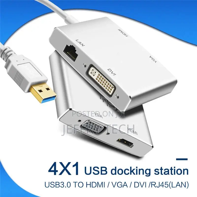 4 in 1 USB 3.0 to HDMI VGA DVI RJ45 10/100 Gigabit Ethernet