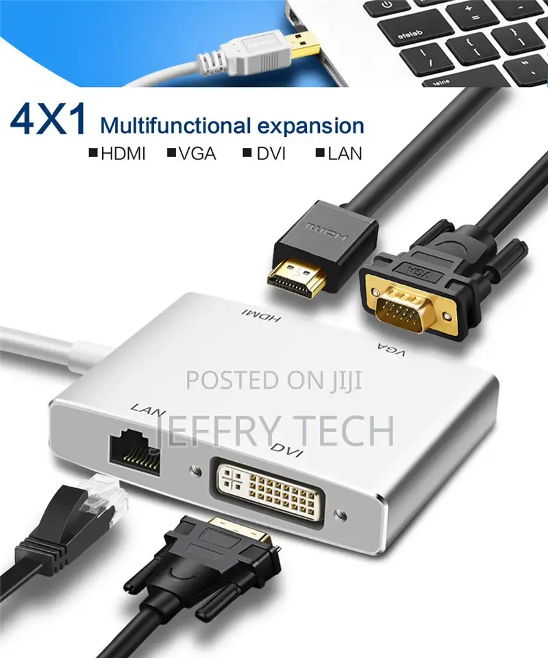 4 in 1 USB 3.0 to HDMI VGA DVI RJ45 10/100 Gigabit Ethernet