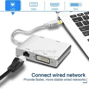 4 in 1 USB 3.0 to HDMI VGA DVI RJ45 10/100 Gigabit Ethernet