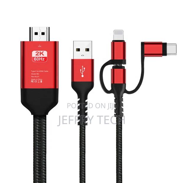 3 in 1 Lighting Type-C Micro USB to HDMI Cable for Ios and A - thumbnail 2