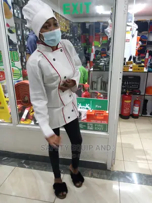 Safety Kitchen Jacket-White With Red Piping