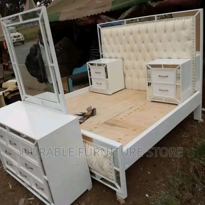 Completed Bed With Dressing Mirro and Two Side Drawers
