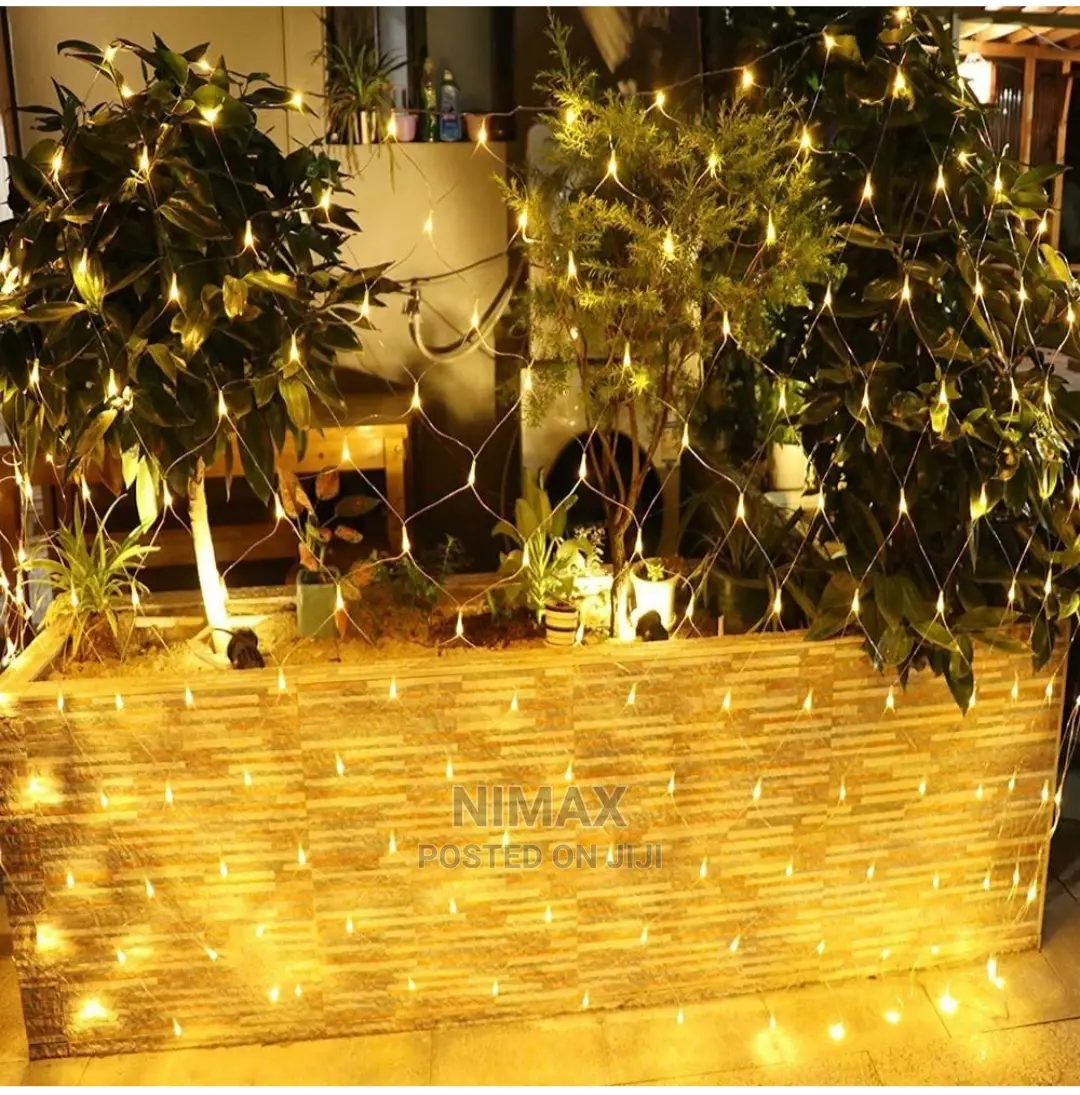 Christmas Led 3x3mtrs Net Mesh Warm White Curtain Lights