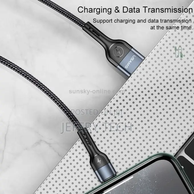 Usams Us-U55 Lightning Aluminium Alloy Braided Data Cable 1M