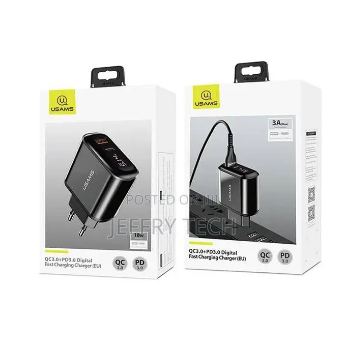 Usams Qc 3.0 18W Digital Display Fast Charger (Eu)