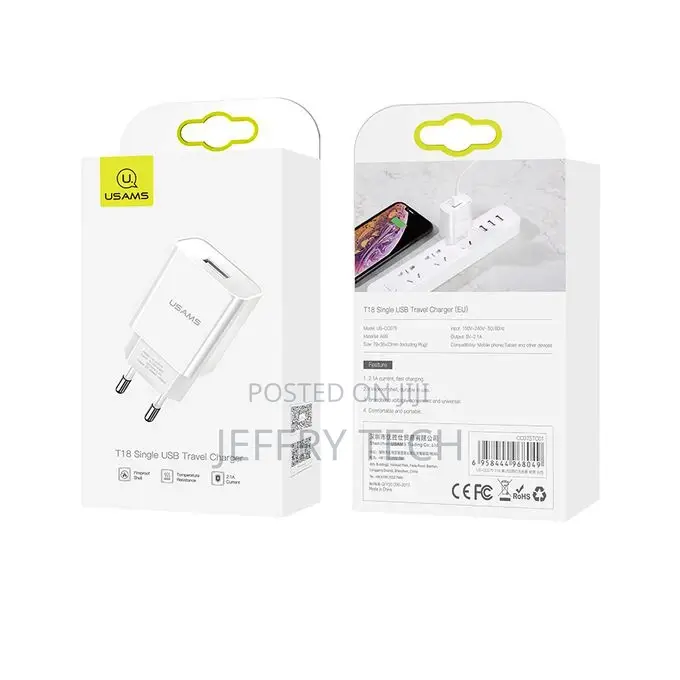 Usams Single USB Travel Charger (Eu)