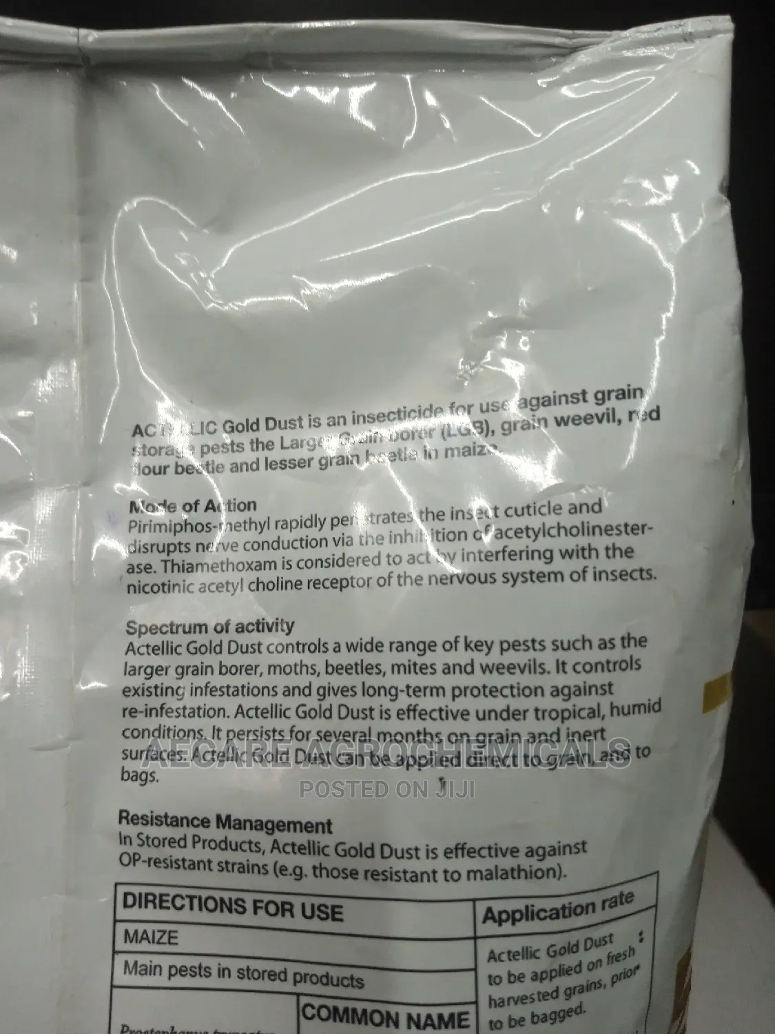Actellic Gold Dust Preservative 50g, 100g, 200g, 500g and 1kg