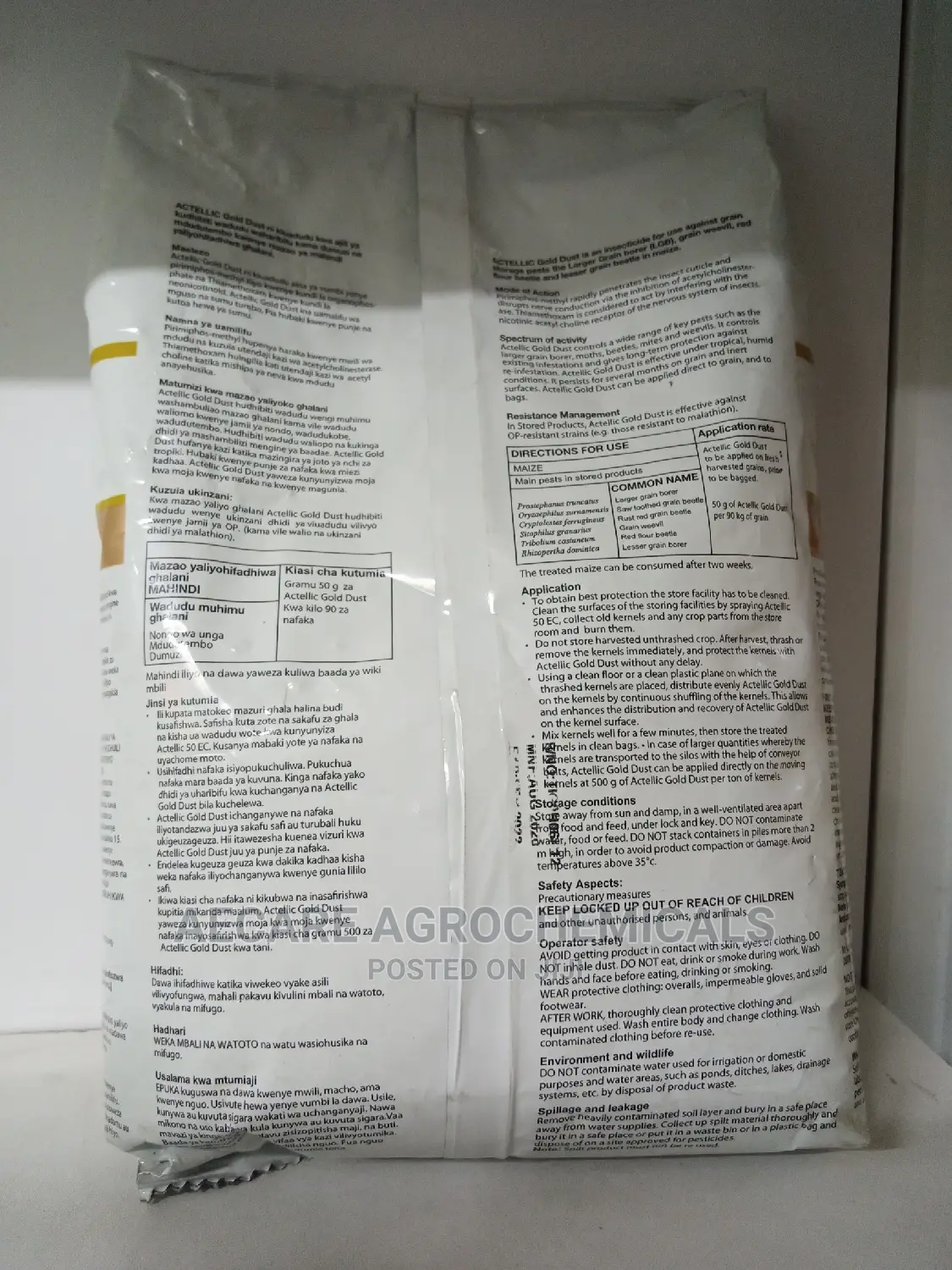 Actellic Gold Dust Preservative 50g, 100g, 200g, 500g and 1kg