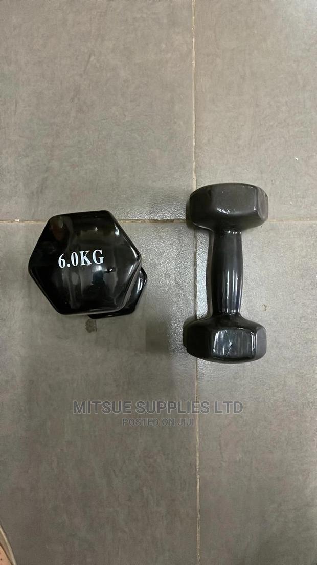 Black Rubber Dumbbells 6kg- Black - main view