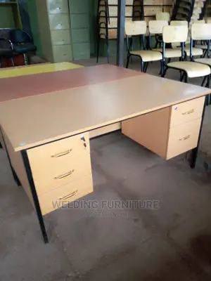 Office Deck Table Double Drawer