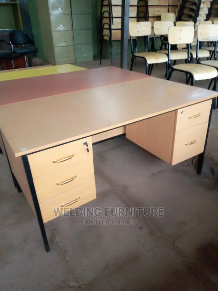 Office Deck Table Double Drawer