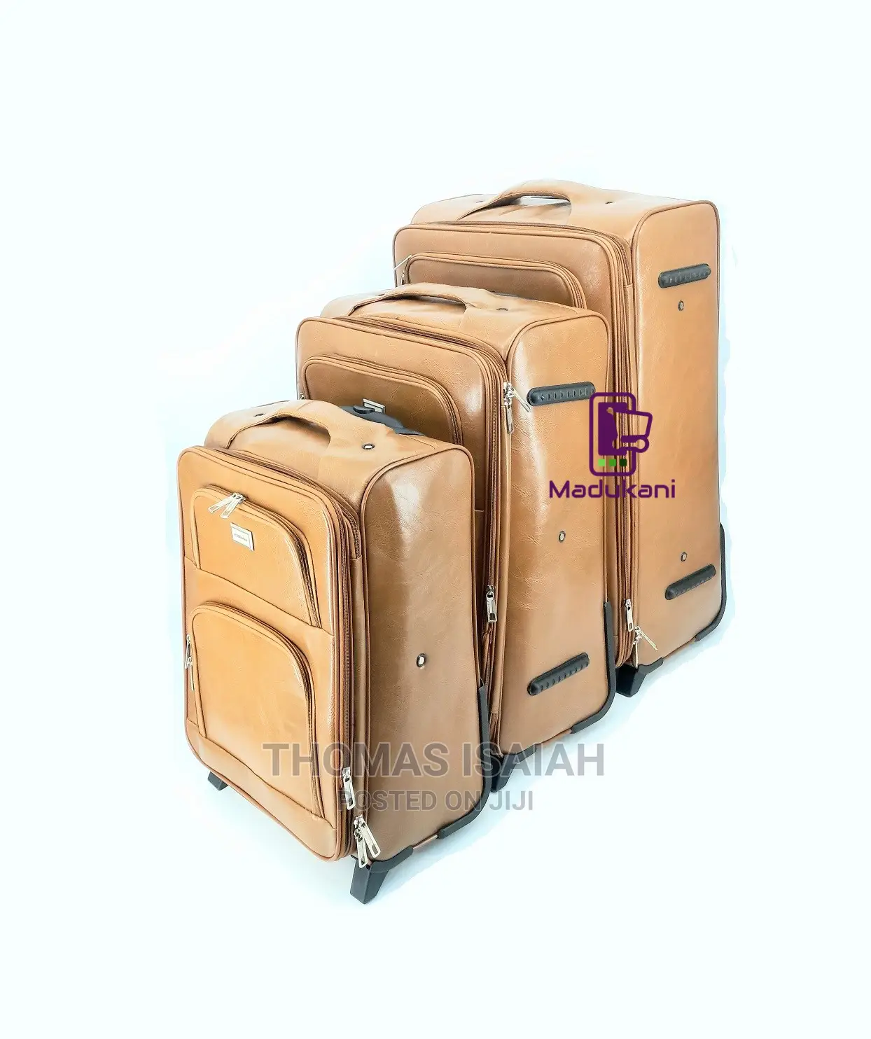 3PCS Faux Leather Deluxe Luggage Suitcase With TSA Lock And
