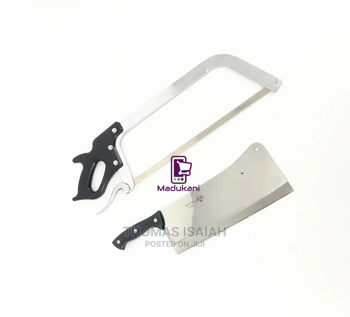 Heavy Butcher Cleaver and 22 Inch Meat Bone Hacksaw Combo Fo