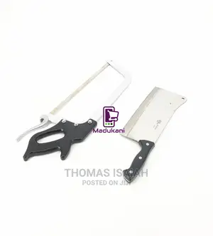 Heavy Butcher Cleaver and 22 Inch Meat Bone Hacksaw Combo Fo