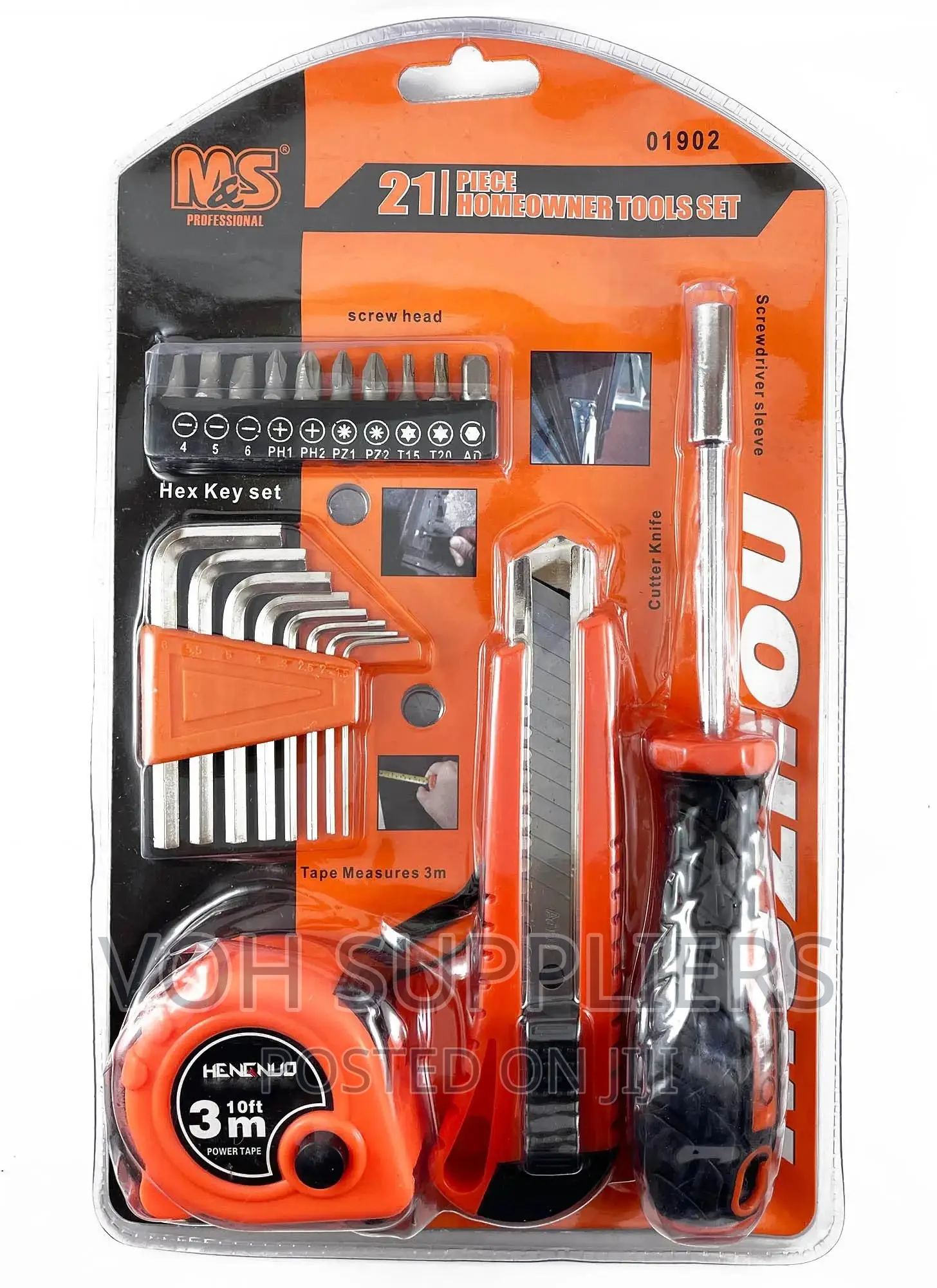 21 Pieces General Household Hand Tool Kit Homeowner Repair T