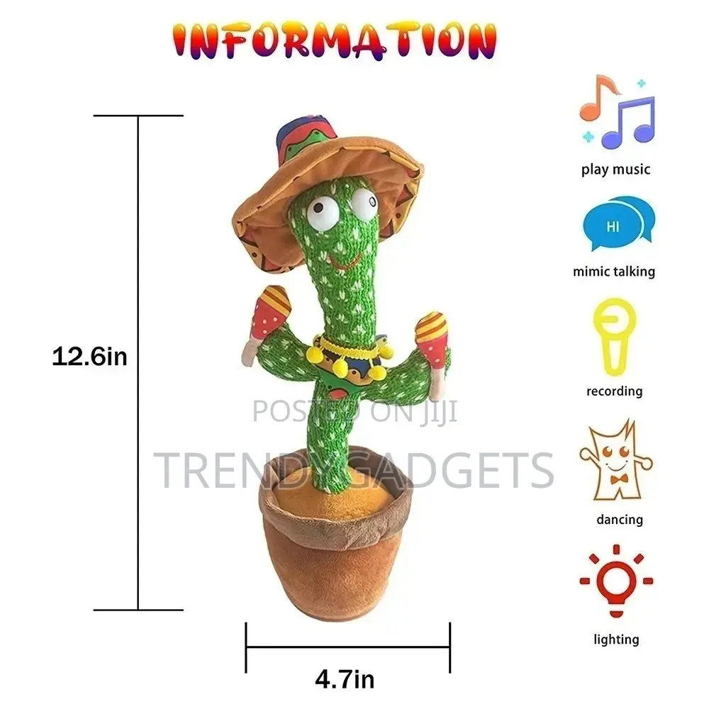 32cm Dancing Singing Talking Cactus Plush Toy