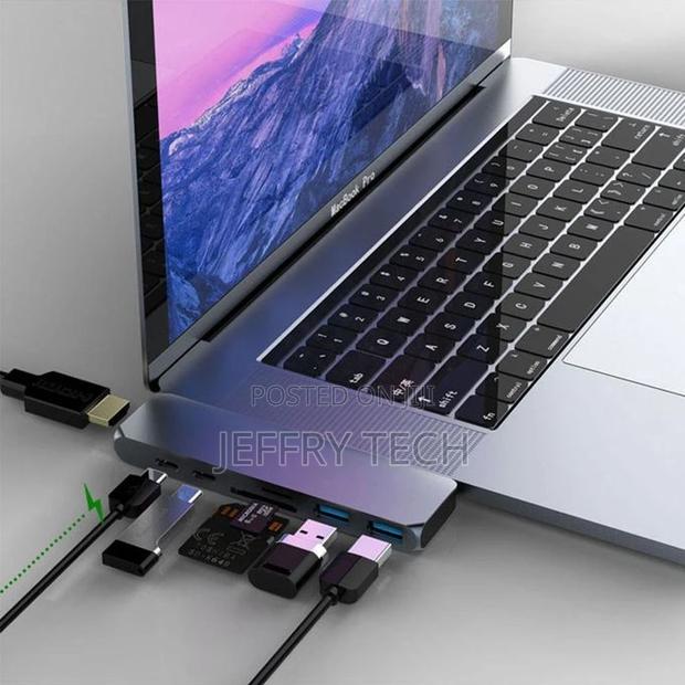 USB C Hub 7 in 1 Aluminum Type-C Hub Adapter ,HDMI Hub For - thumbnail 4