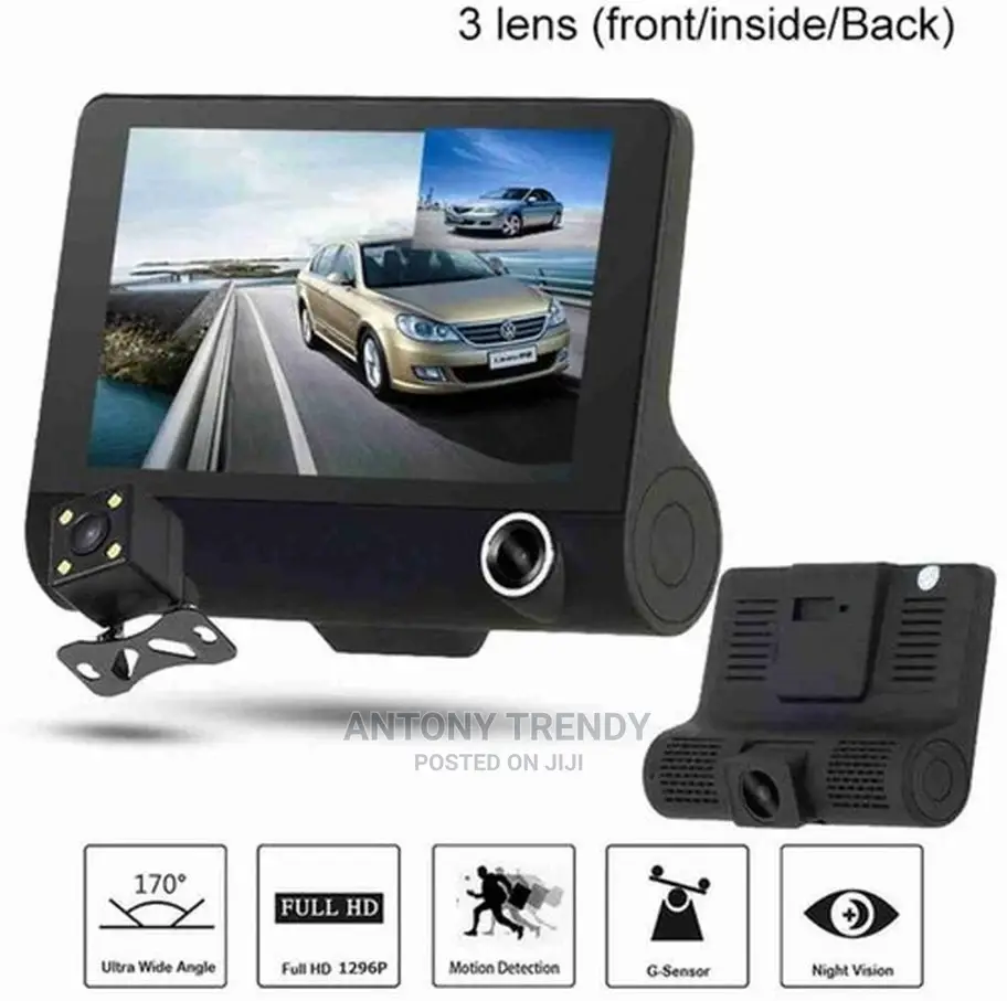 Car DVR 3 Cameras Lens 4.0 Inch HD Dash Camera 3 Way