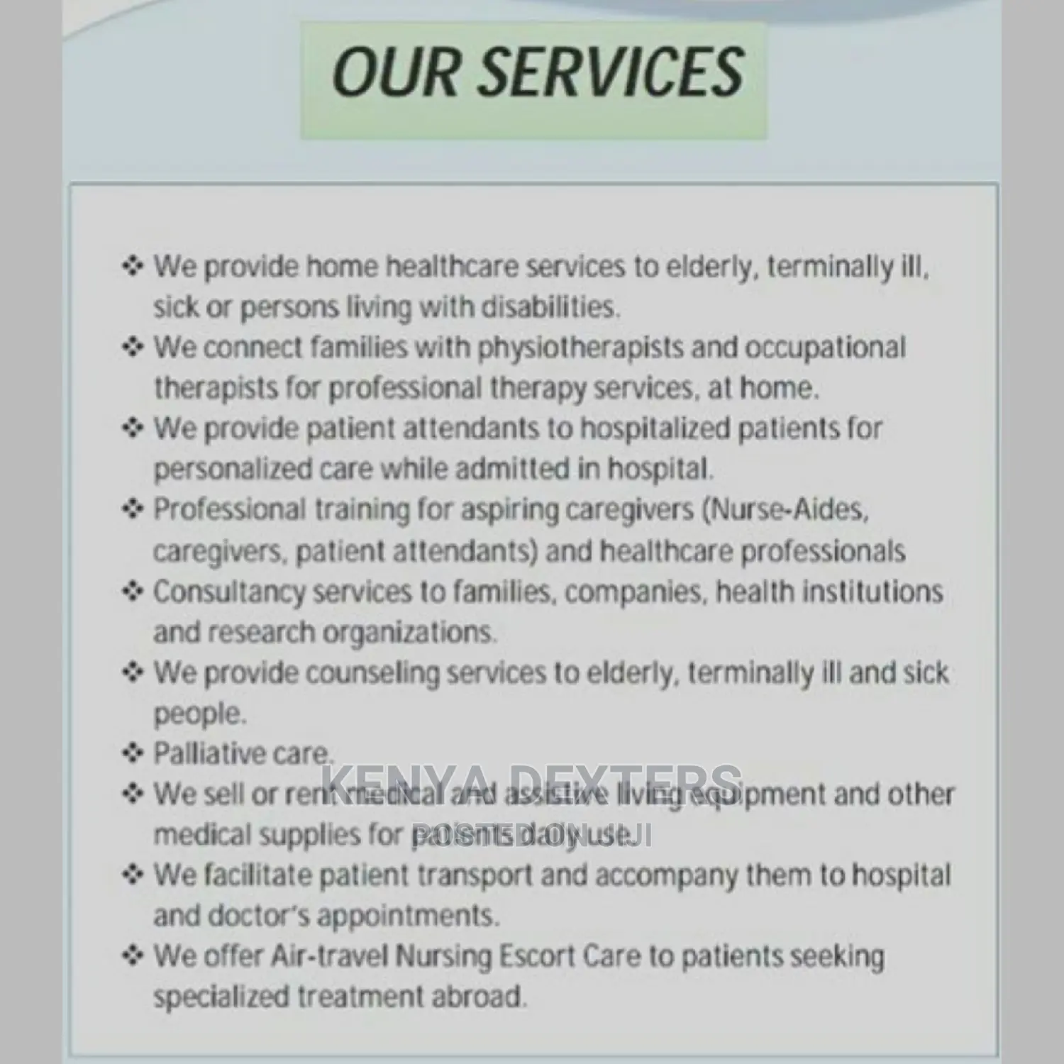 Home Based Care Services (Nursing Agency)