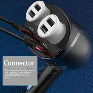 Cigarette Lighter Adapter 2 Way Splitter With Voltmeter