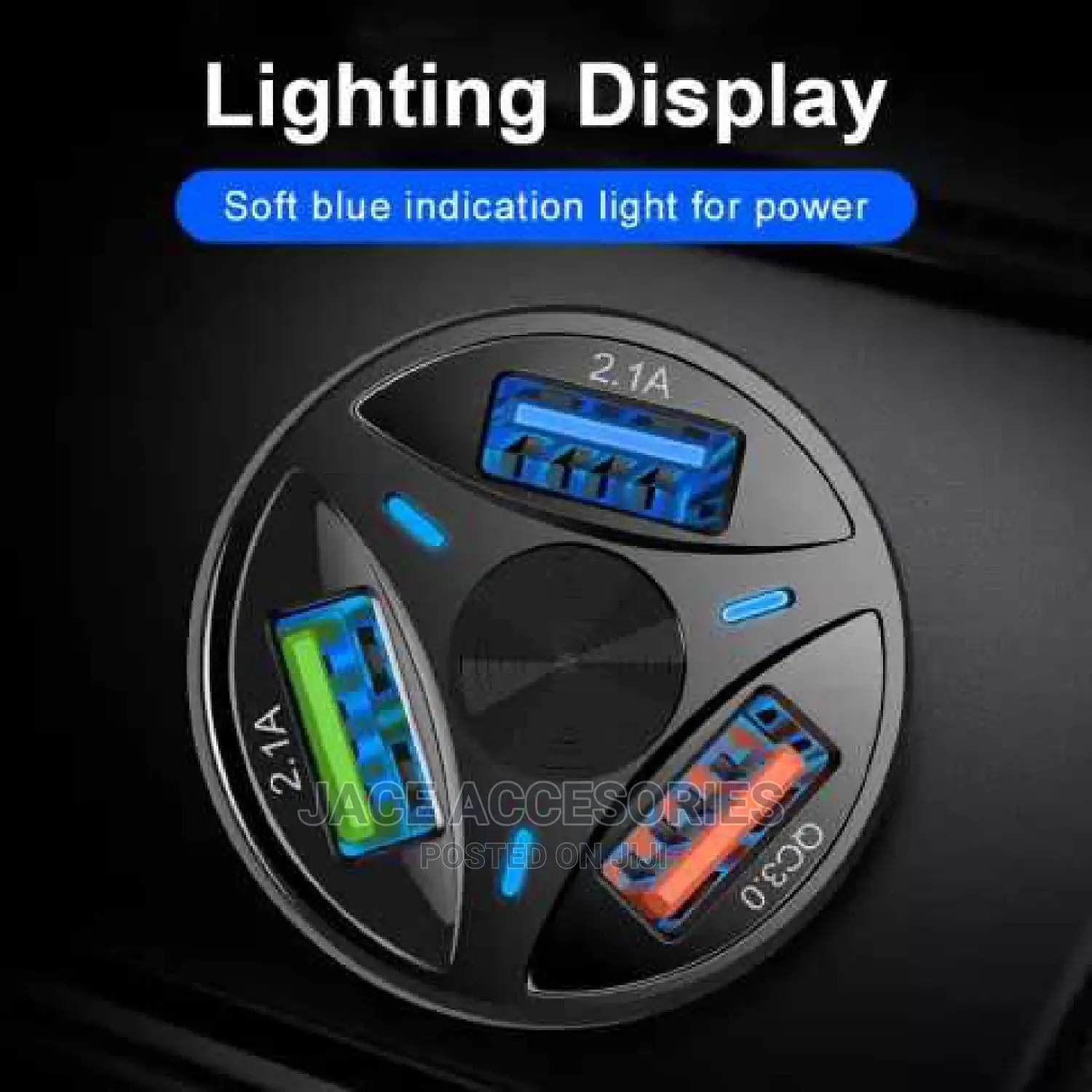 Car Fast Charger 3 Port for Samsung Galaxy,iPhone , Xiaomi