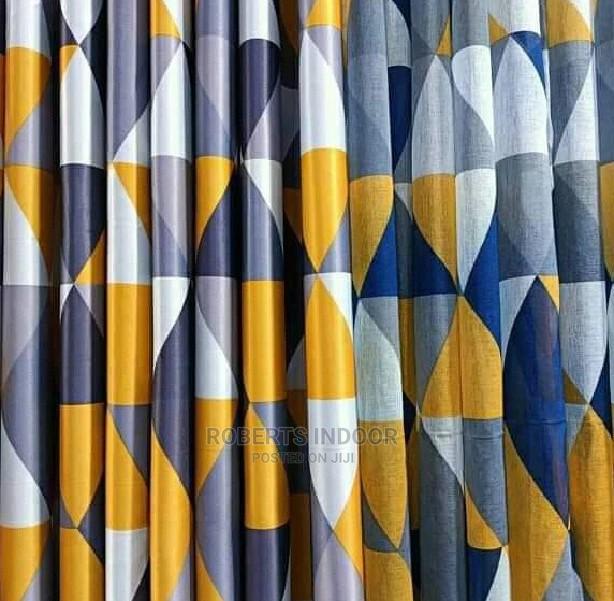 Printed Blue and Yellow Elegant Curtain - main view