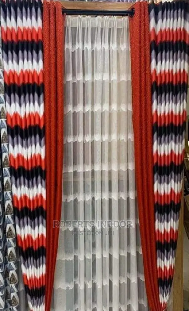 Printed Red Curtains