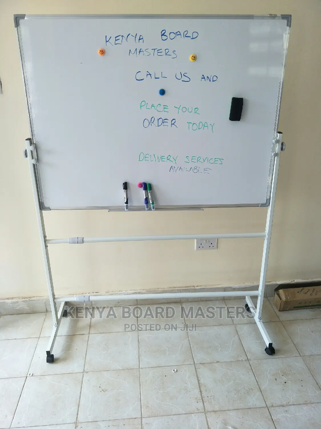 4 Wheeled Whiteboard Stand With a Whiteboard 4ftx3ft