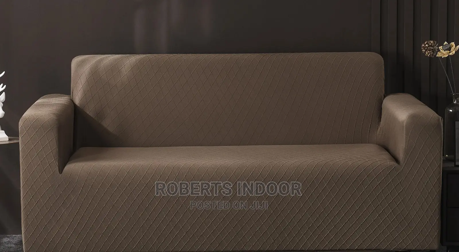 Light Brown Jacquard Elastic Sofa Covers 7 Sitter