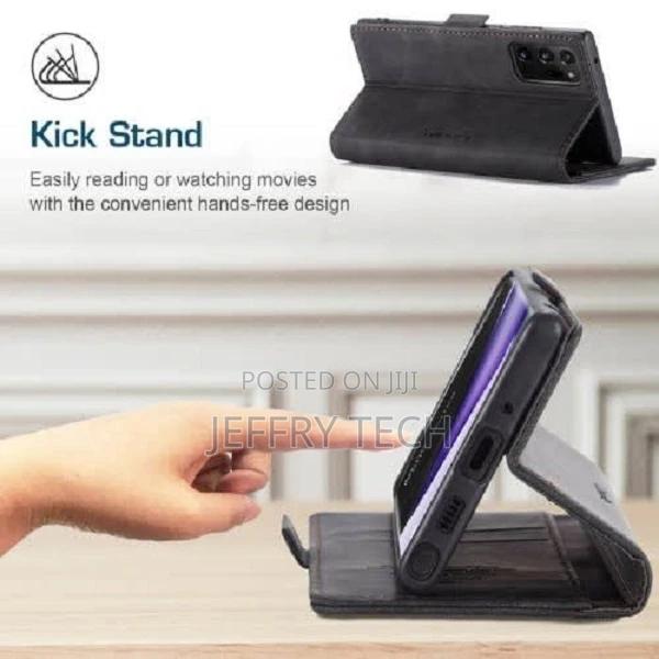 Wallet Stand Magnetic Flip Case for Samsung Note 20 - Black - thumbnail 2