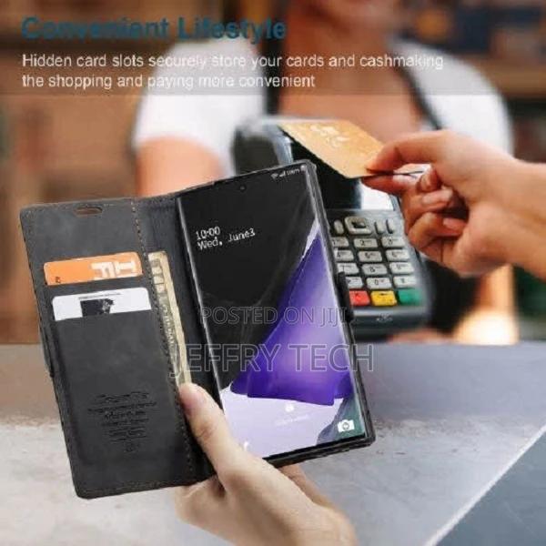 Wallet Stand Magnetic Flip Case for Samsung Note 20 - Black - thumbnail 3